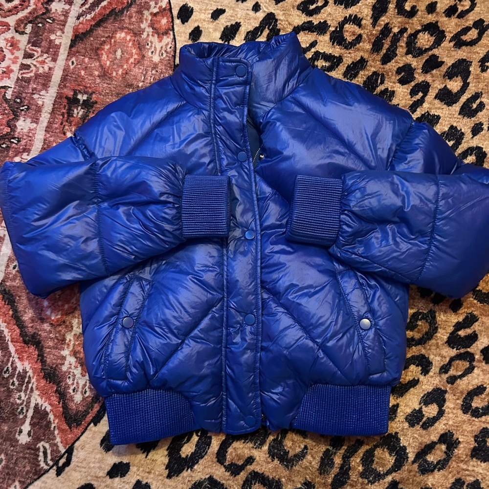Bubble coat puffer cropped blue